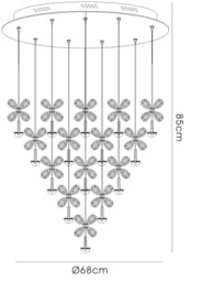 Aviva Ceiling Cluster Pendant Round 28 Light 4000K LED Polished Chrome, Crystal - thumbnail 3