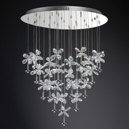 Aviva Ceiling Cluster Pendant Round 28 Light 4000K LED Polished Chrome, Crystal - thumbnail 2