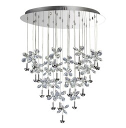 Aviva Ceiling Cluster Pendant Round 28 Light 4000K LED Polished Chrome, Crystal - thumbnail 1