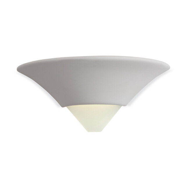 Ceramic 1 Light Indoor Wall Uplighter - 100W Unglazed, Acid White Glass, E27
