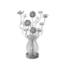 (DH) Calista Table Lamp 4 Light G4 Silver/Black/Crystal, NOT LED/CFL Compatible - thumbnail 1