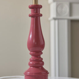 Myrtle Pink Clay Table Lamp with Vintage White Fabric Ivy Shade 25cm B22 - thumbnail 5