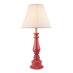 Myrtle Pink Clay Table Lamp with Vintage White Fabric Ivy Shade 25cm B22