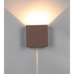 Davos XL Square Wall Lamp Dimmable, 2x10W LED, 2700K, 1830lm, IP65, Rust Brown, 3yrs Warranty - thumbnail 2