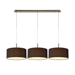 Baymont Antique Brass 3 Light E27 Linear Pendant With 40cm x 18cm Faux Silk Shade, Black/White Laminate - thumbnail 1