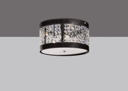 Celsa Ceiling Cylindrical 3 Light Polished Chrome, Dark Brown Faux Leather, Crystal - thumbnail 2