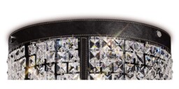 Celsa Ceiling Cylindrical 3 Light Polished Chrome, Dark Brown Faux Leather, Crystal - thumbnail 5