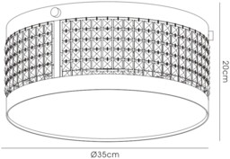 Celsa Ceiling Cylindrical 3 Light Polished Chrome, Dark Brown Faux Leather, Crystal - thumbnail 3