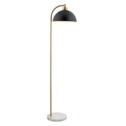 Buchanan Floor Lamp Matt Black, Antique Brass Plate, Grey Marble, 1x E27 - thumbnail 1