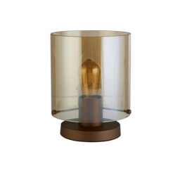 Sweden Table Lamp, Mocha Metal with Amber Glass - thumbnail 2