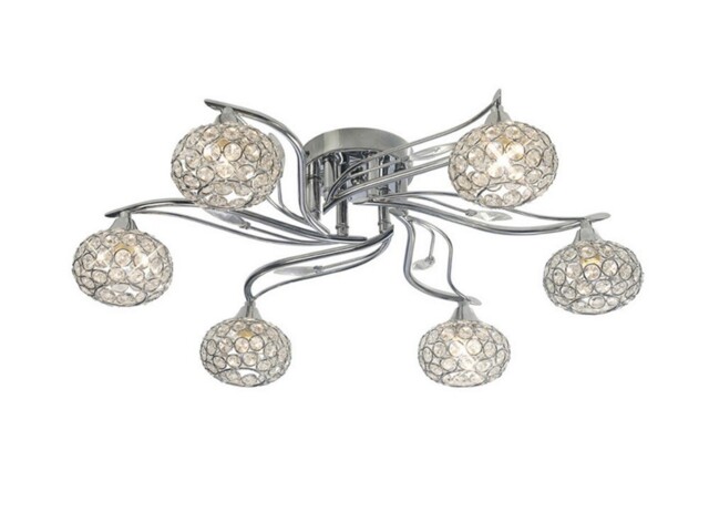 Leimo Flush Ceiling 6 Light Polished Chrome, Crystal - image 1