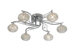Leimo Flush Ceiling 6 Light Polished Chrome, Crystal - thumbnail 1