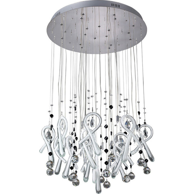 Class Pendant Round 20 Light G4 Polished Chrome/White Glass/Crystal, NOT LED/CFL Compatible - image 1