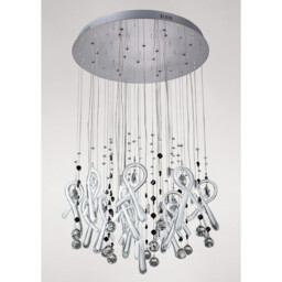 Class Pendant Round 20 Light G4 Polished Chrome/White Glass/Crystal, NOT LED/CFL Compatible - thumbnail 2