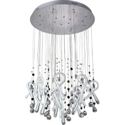 Class Pendant Round 20 Light G4 Polished Chrome/White Glass/Crystal, NOT LED/CFL Compatible - thumbnail 1