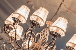 Grace Chandelier White with Gold & Crystal, 10 Light, E14 - thumbnail 2