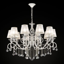 Grace Chandelier White with Gold & Crystal, 10 Light, E14 - thumbnail 5