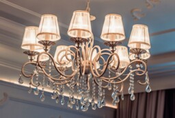 Grace Chandelier White with Gold & Crystal, 10 Light, E14
