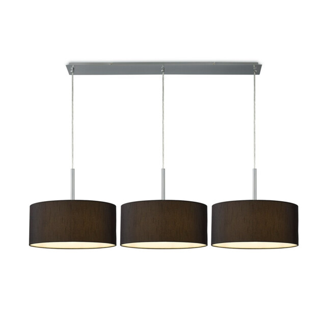 Baymont Polished Chrome 3 Light E27 Linear Pendant With 40cm x 18cm Faux Silk Shade, Black/White Laminate - image 1