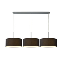 Baymont Polished Chrome 3 Light E27 Linear Pendant With 40cm x 18cm Faux Silk Shade, Black/White Laminate - thumbnail 1