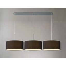 Baymont Polished Chrome 3 Light E27 Linear Pendant With 40cm x 18cm Faux Silk Shade, Black/White Laminate - thumbnail 2