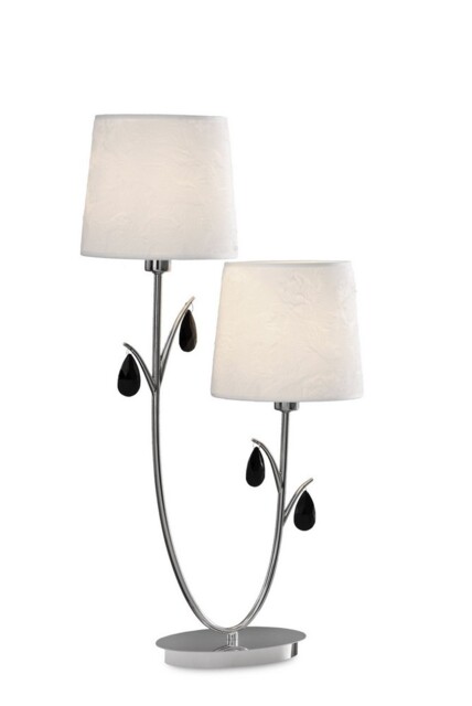Andrea Table Lamp 63cm, Polished Chrome, White Shades, Black Crystal Droplets - image 1