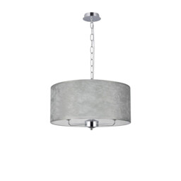 Banyan 3 Light Multi Arm Pendant, 1.5m Chain, E14 Polished Chrome With 50cm x 20cm Silver Leaf With White Lining Shade - thumbnail 5