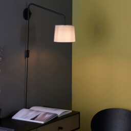 Carlson 1 Light Wall Light Matt Black & Light Grey Cotton Mix, E14 - thumbnail 2