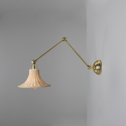 Savannah Rattan Small Wall Light, Polished Brass - thumbnail 3
