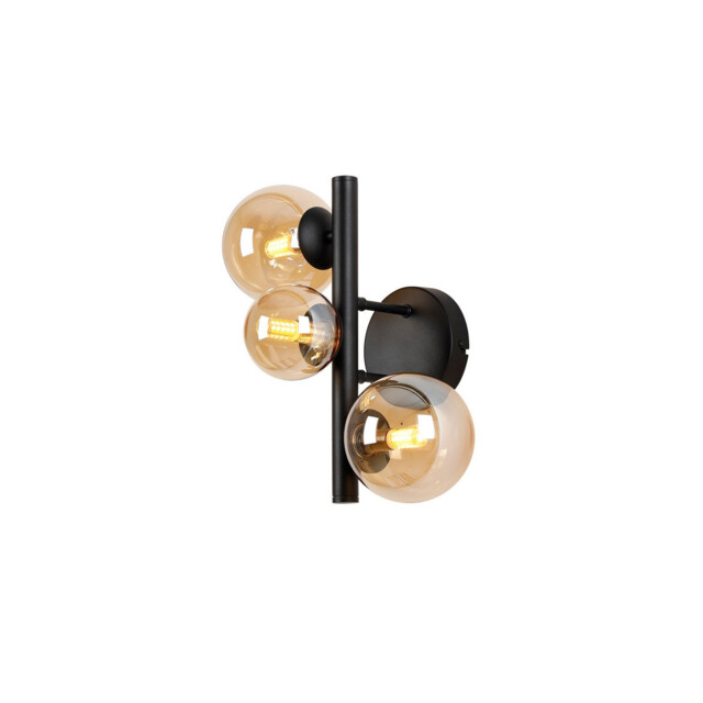 Marshall Wall Lamp, 3 Light G9, Satin Black, Amber Plated Glass - image 1