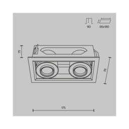 Metal Modern Twin Recessed Downlight Black 3000K 1300lm - thumbnail 2