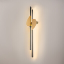Skyline I Modern Integrated LED Wall Lamp Black 4000K 700lm Brass Shade - thumbnail 2