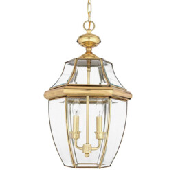 Newbury 2 Light Large Outdoor Ceiling Chain Lantern Polished Brass, E14 - thumbnail 1