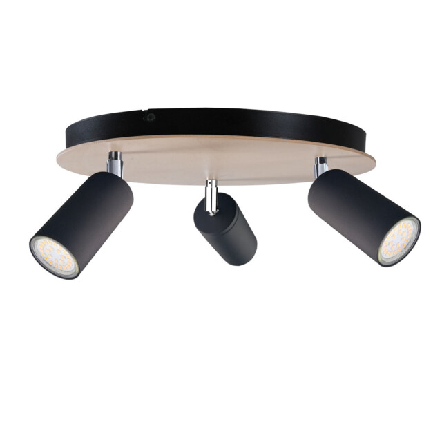 Eye Ceiling Spotlight Clusters Black, Wood, 31cm, 3x GU10