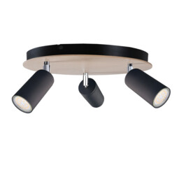 Eye Ceiling Spotlight Clusters Black, Wood, 31cm, 3x GU10