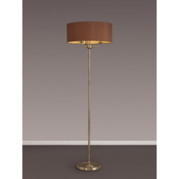 Banyan 3 Light Switched Floor Lamp With 50cm x 20cm Dual Faux Silk Shade, Raw Cocoa/Grecian Bronze Antique Brass - thumbnail 2
