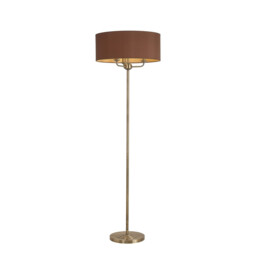 Banyan 3 Light Switched Floor Lamp With 50cm x 20cm Dual Faux Silk Shade, Raw Cocoa/Grecian Bronze Antique Brass - thumbnail 1
