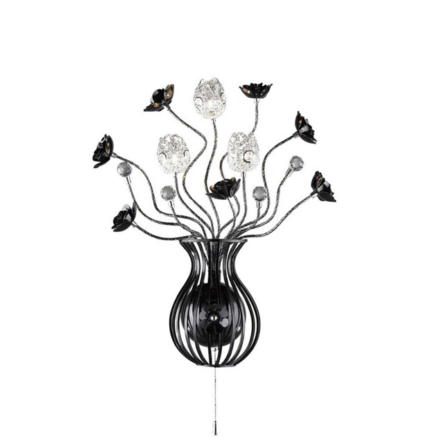 (DH) Bonita Wall Lamp 3 Light G4 Aluminium/Black/Crystal, NOT LED/CFL Compatible - image 1