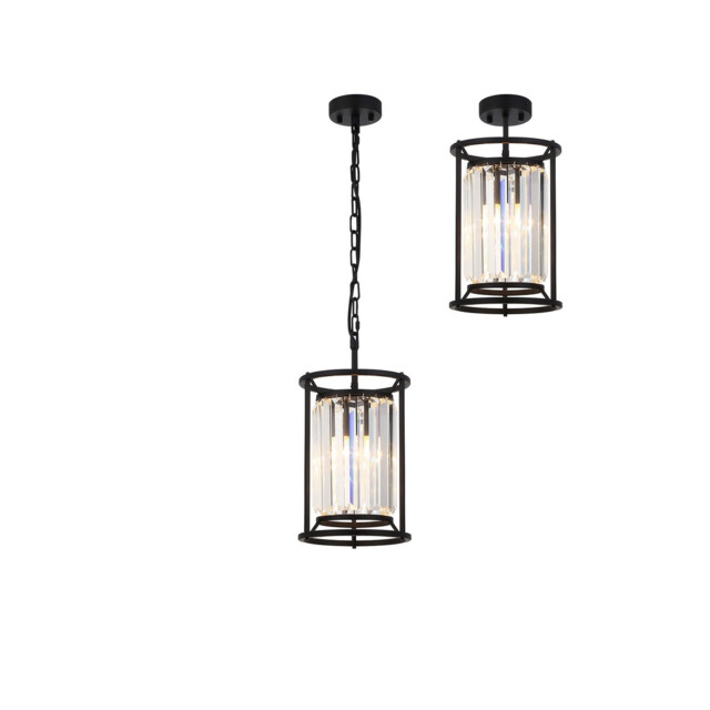 Guilford Ceiling Pendant, E27, Satin Black, Clear - image 1