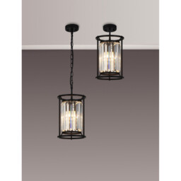 Guilford Ceiling Pendant, E27, Satin Black, Clear - thumbnail 3