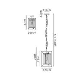 Guilford Ceiling Pendant, E27, Satin Black, Clear - thumbnail 2