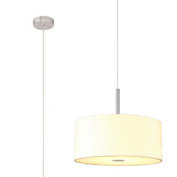 Baymont Polished Chrome 5 Light E27 Single Pendant With 40cm x 18cm Faux Silk Shade, Ivory Pearl/White Laminate - thumbnail 1