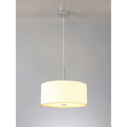 Baymont Polished Chrome 5 Light E27 Single Pendant With 40cm x 18cm Faux Silk Shade, Ivory Pearl/White Laminate - thumbnail 2