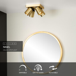 Nigel Modern Ceiling Spotlight - LED Dim to warm - GU10 - 4x5W 2200K/3000K - Matt Gold, Brass - thumbnail 2