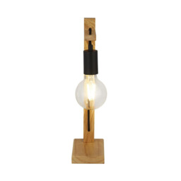 Woody Table Lamp Natural Wood, Black Metal - thumbnail 1
