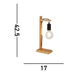 Woody Table Lamp Natural Wood, Black Metal - thumbnail 3