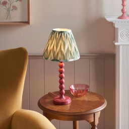 Higgledy Gloss Pink Clay Paint Table Lamp with Cotswold Green Fabric Zigzag Shade 25cm E14 - thumbnail 2