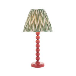 Higgledy Gloss Pink Clay Paint Table Lamp with Cotswold Green Fabric Zigzag Shade 25cm E14