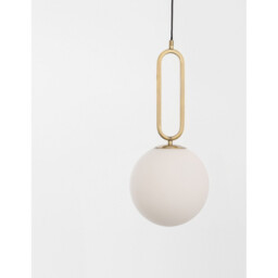 Grus 25cm Globe Pendant Ceiling Light Brass Metal Opal Glass LED E27 - thumbnail 2