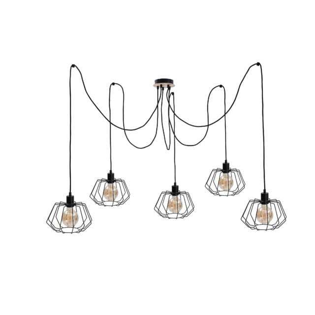 Soho Cluster Pendant Ceiling Light Wood, 5x E27